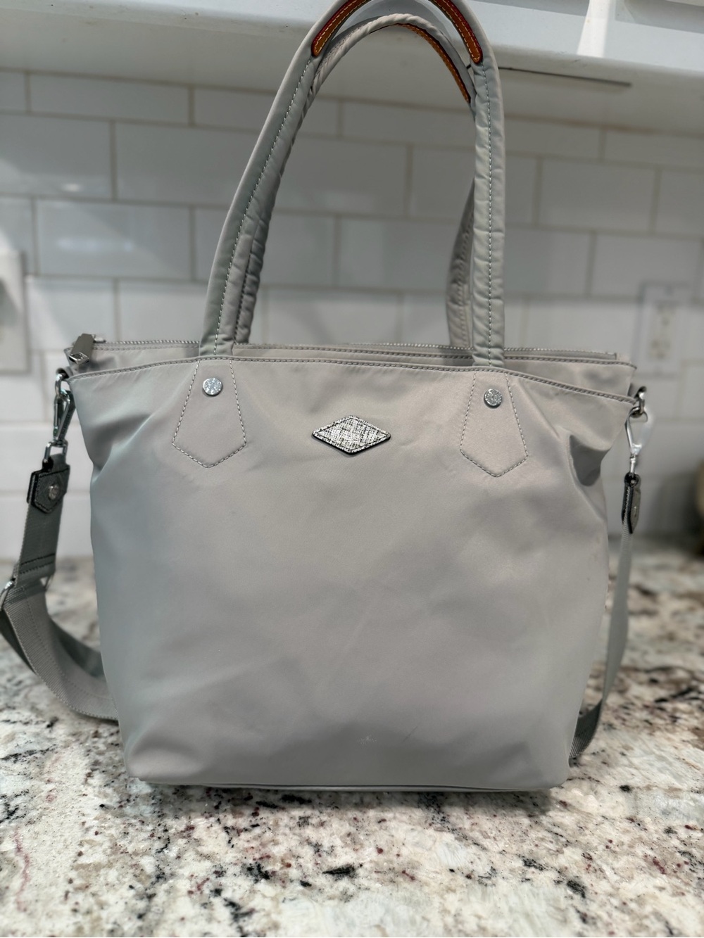 Light Gray Women’s Tote Bag with Convertible Strap - Picture 2 of 16